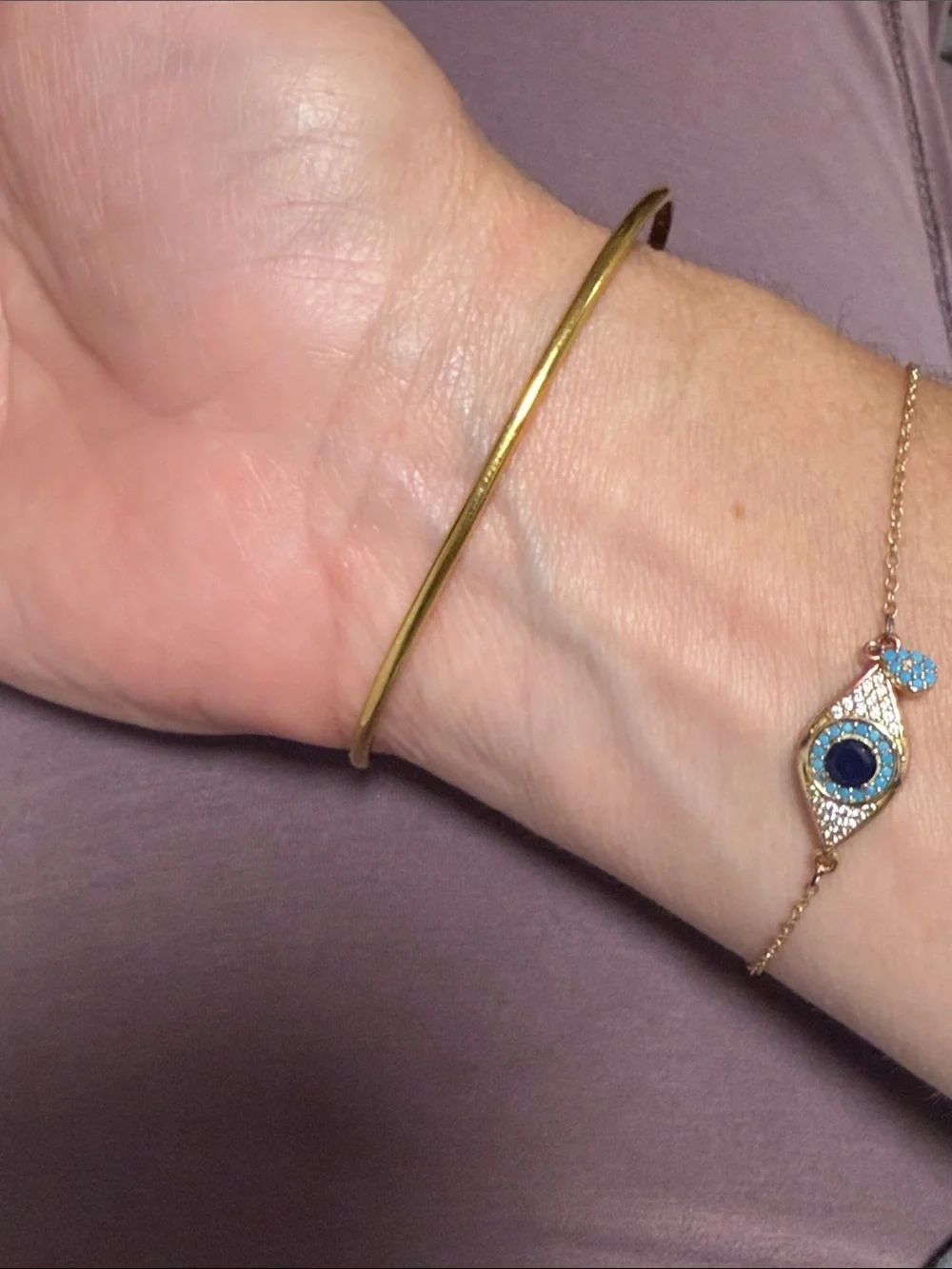 Brandy Pham “Lela Cuff” Gold-Tone Open Bangle with Purple Enamel Arrows